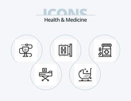 hälsa och medicin linje ikon packa 5 ikon design. form. sjukdom. hälsa. hälsa. kondition vektor