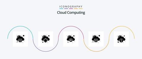 Cloud-Computing-Glyphe-5-Icon-Pack mit Informationen. kreuzen. Wolke. Warnung. Wolke vektor