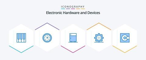 enheter 25 blå ikon packa Inklusive teknologi. grej. verktyg. enheter. Utrustning vektor