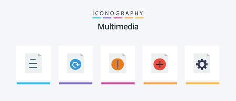 Multimedia Flat 5 Icon Pack inklusive . Datei. Datei. Kontrolle. kreatives Symboldesign vektor