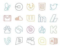 20 Social Media Icon Pack inklusive AdSense Wattpad Tweet Music Soundcloud vektor