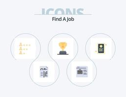 Finden Sie einen Job Flat Icon Pack 5 Icon Design. Bewerbung. Tasse. Geschäft. vergeben. Arbeit vektor