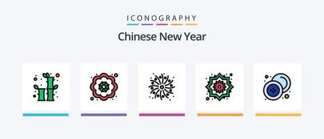 chinesische neujahrslinie gefüllt 5 icon pack inklusive weihnachten. Winter. Tasche. Schnee. Feiertage. kreatives Symboldesign vektor