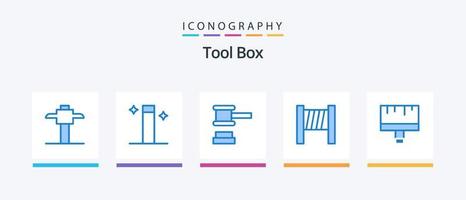 Tools Blue 5 Icon Pack inklusive . Werkzeug. Werkzeug. Bürste. kreatives Symboldesign vektor