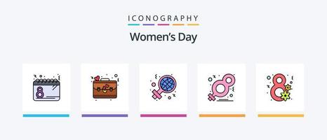 Womens Day Line gefüllt 5 Icon Pack inklusive Liebhaber. Karte. Liebe. App. kreatives Symboldesign vektor