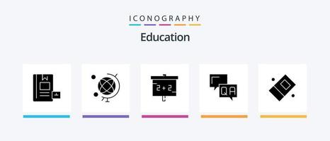 Bildung Glyphe 5 Icon Pack inklusive . Hilfe. Kommunikation. kreatives Ikonendesign vektor