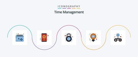 Zeitmanagement Flat 5 Icon Pack inklusive kostenlos. Licht. Uhr. Idee. Uhr vektor