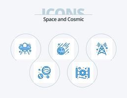 Space Blue Icon Pack 5 Icon-Design. . Signal. Raum. Antenne. Meteorit vektor
