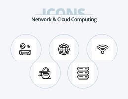 Netzwerk- und Cloud-Computing-Line-Icon-Pack 5 Icon-Design. elektronisch. rechnen. Pfeil. Nachricht vektor