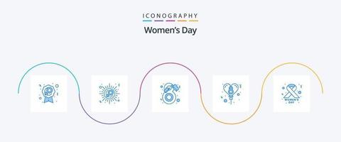 kvinnor dag blå 5 ikon packa Inklusive dag. dag. skönhet. firande. kvinna vektor