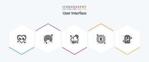 Benutzeroberfläche 25-Zeilen-Icon-Pack einschließlich . Benutzer. Sonne. Schnittstelle. Benutzer vektor