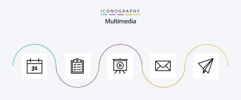 Multimedia Line 5 Icon Pack inklusive . Video. Papierflieger vektor