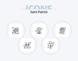 Saint Patrick Line Icon Pack 5 Icon-Design. Irland. Sankt Patrick. trinken. Herz. Knoten vektor