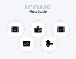 Fotostudio-Glyphen-Icon-Pack 5 Icon-Design. Spieler. Media Player. Spieler. Medien. Foto vektor