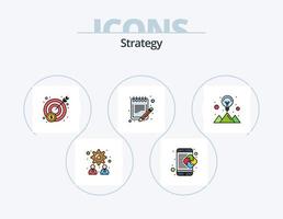 Strategielinie gefüllt Icon Pack 5 Icon Design. Lösung. Geschäft. Blatt. Puzzle. Geld vektor