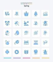 kreativ vår 25 blå ikon packa sådan som gräs. blommor. vagn. träd. tall vektor