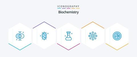 Biochemie 25 blaues Symbolpaket einschließlich Biologie. Chemie. Chemie. Zelle. Biochemie vektor