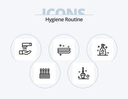hygien rutin- linje ikon packa 5 ikon design. . rengöring. spray. klocka. skjorta vektor