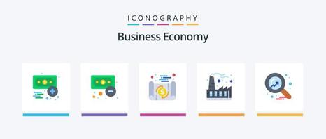 Economy Flat 5 Icon Pack inklusive Economy. industriell. Banken. Fabrik. reisen. kreatives Symboldesign vektor