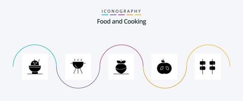 Food Glyph 5 Icon Pack inklusive . Apfel. Mäusespeck vektor