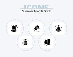 Sommer Essen und Trinken Glyph Icon Pack 5 Icon Design. Stück. Eis. trinken. Nachtisch. Eiscreme vektor