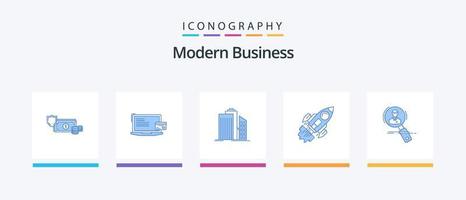 Modern Business Blue 5 Icon Pack inklusive Immobilien. Geschäft. Geschäft. Gebäude. Wolkenkratzer. kreatives Symboldesign vektor