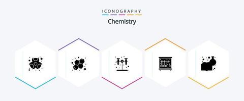 Chemie 25 Glyphen-Icon-Pack inklusive . Chemieunterricht. prüfen. chemie buch. Wissenschaft vektor