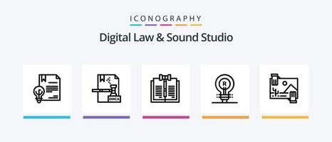 digital lag och ljud studio linje 5 ikon packa Inklusive författarskap. konstnär. digital. anonym. ägare. kreativ ikoner design vektor