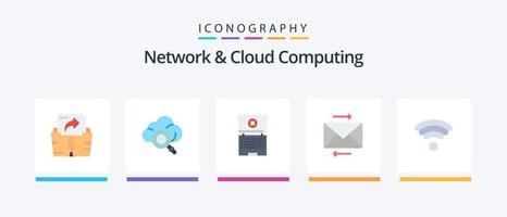 nätverk och moln datoranvändning platt 5 ikon packa Inklusive . trådlös. teknologi. wifi.. kreativ ikoner design vektor