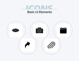 grundlegende ui-elemente glyph icon pack 5 symboldesign. Kalander. Bild. App. Bild. Handy, Mobiltelefon vektor