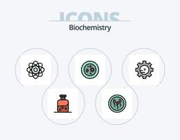 Biochemie-Linie gefüllt Icon Pack 5 Icon Design. Temperaturmesser. Flasche. größer. Wissenschaft. Labor vektor