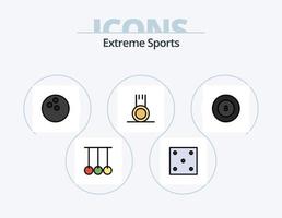 Sportlinie gefüllt Icon Pack 5 Icon Design. . Sport. Sport. Skateboard. Spaß vektor