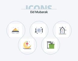 eid mubarak flaches symbolpaket 5 symboldesign. Abendessen. Gericht. eid. lecker. schnell vektor