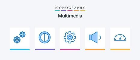 Multimedia Blue 5 Icon Pack inklusive . Klang. Messgerät. kreatives Symboldesign vektor