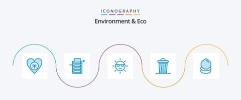 miljö och eco blå 5 ikon packa Inklusive träd. växt. miljö. miljö. natur vektor