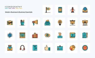 25 moderne Business- und Business-Essentials-Line-Icon-Packs vektor