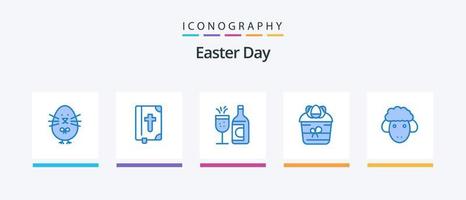 Easter Blue 5 Icon Pack inklusive Ostern. Blume. Glas. Ostern. Geschenk. kreatives Symboldesign vektor