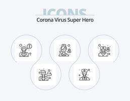Corona-Virus-Superhelden-Linien-Icon-Pack 5-Icon-Design. Gesundheitspflege. Senior. Arzt. Menschen. Arzt vektor