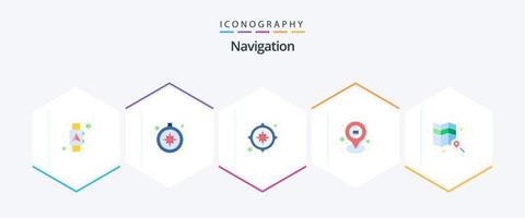 Navigation 25 Flat Icon Pack inklusive Erkunden. sperren. GPS. Standort. Navigation vektor