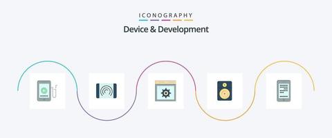enhet och utveckling platt 5 ikon packa Inklusive utbildning . utbildning. webb . musik. högtalare vektor