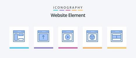 hemsida element blå 5 ikon packa Inklusive design. gränssnitt. spela. känsla. hemsida. kreativ ikoner design vektor