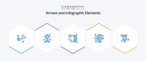 Pfeil 25 blaues Symbolpaket einschließlich . runter. Pfeile. Pfeil. schnell vorwärts vektor