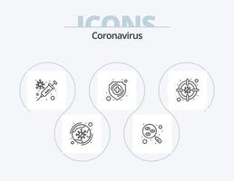 Coronavirus-Linien-Icon-Pack 5-Icon-Design. Schläger. Erreger. Virus. Partikel. Benutzer vektor
