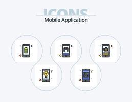 mobil Ansökan linje fylld ikon packa 5 ikon design. Ansökan. e-post. väska. mobil. app vektor