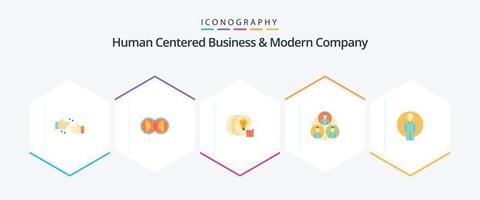 Human Centered Business und modernes Unternehmen 25 Flat Icon Pack inklusive Benutzer. Klon. Mann. Gang. Mitarbeiter vektor