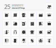 Internet der Dinge 25 Solid Glyph Icon Pack inklusive Connect. Zug. App. schlau. Internet vektor