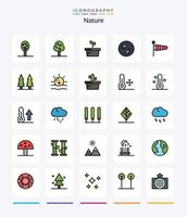 kreative Natur 25 Zeilen gefülltes Icon Pack wie Baum. Natur. Blätter. Unterhaltung. Wetter vektor