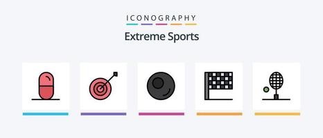 Sportlinie gefülltes 5-Icon-Paket, einschließlich . Streit. Sport. Boxen. Tennis. kreatives Symboldesign vektor