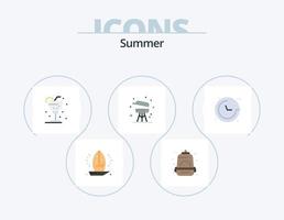 Sommer-Flat-Icon-Pack 5 Icon-Design. Sommer. Kochen. Schule. Grill. Eis vektor