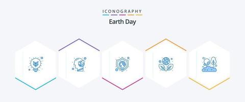 Earth Day 25 blaues Icon Pack inklusive Natur. Öko. Sicherheit. Grün. Ökologie vektor